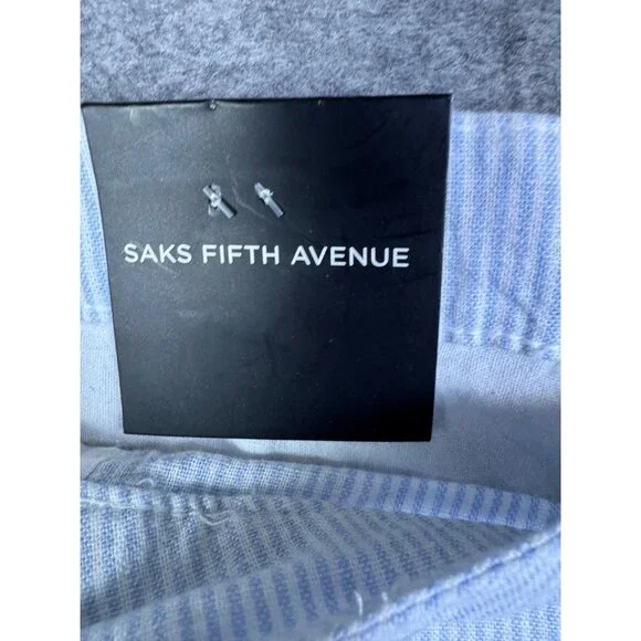 Saks Fifth Avenue Shorts Mens 40 Blue Linen Sky Resort Dressy Beach Lightweight - Picture 10 of 10